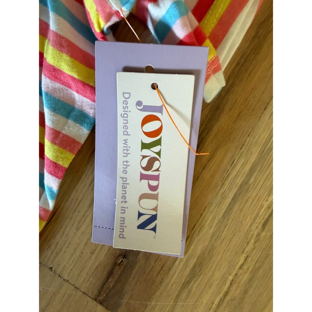 NWT JoySpun Women's Plus 2X (18W-20W) Multi-Color Stripe 100% Cotton PJ Tee - Picture 2 of 6